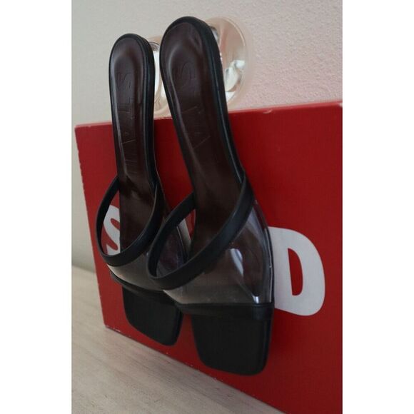 Staud 404-1251 Women's Sz 37 / US 7 Black/Clear Simone Clear Mule Sandals - Picture 11 of 16